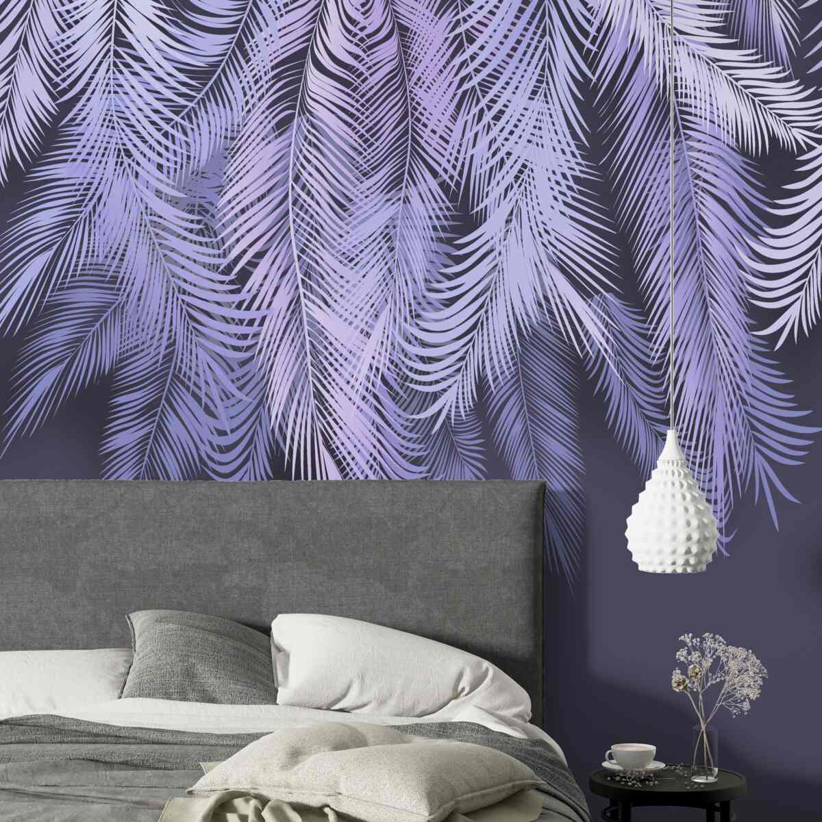 Fotobehang het dichte wit van de bladeren 's nachts