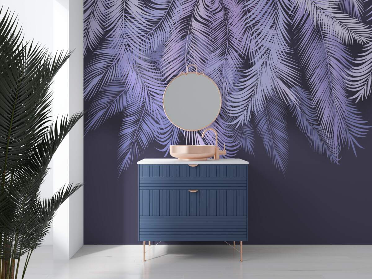 Fotobehang het dichte wit van de bladeren 's nachts