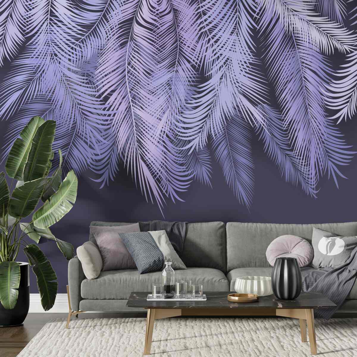 Fotobehang het dichte wit van de bladeren 's nachts