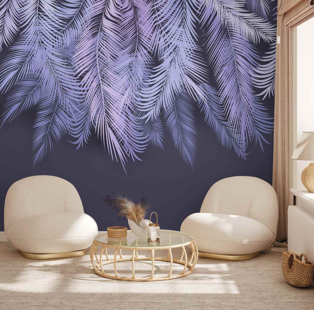 Fotobehang het dichte wit van de bladeren 's nachts