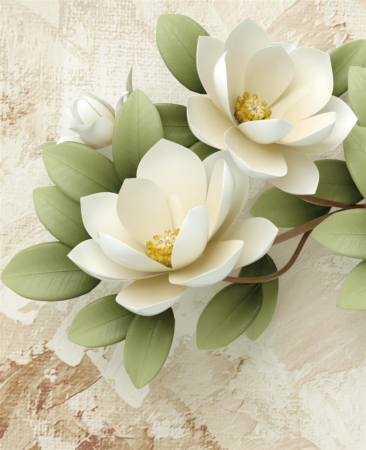 Fotobehang waterlelie met sneeuwwitte bloemblaadjes en groene bladeren