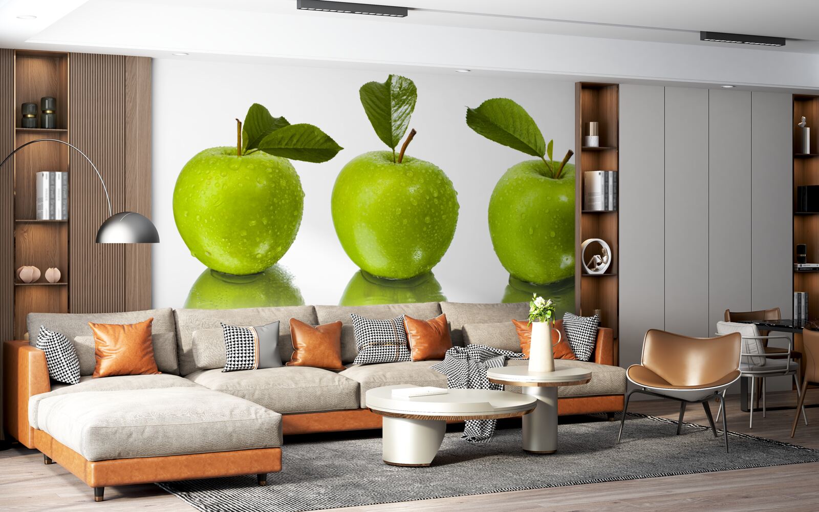 Fotobehang weerspiegeling van groene appels