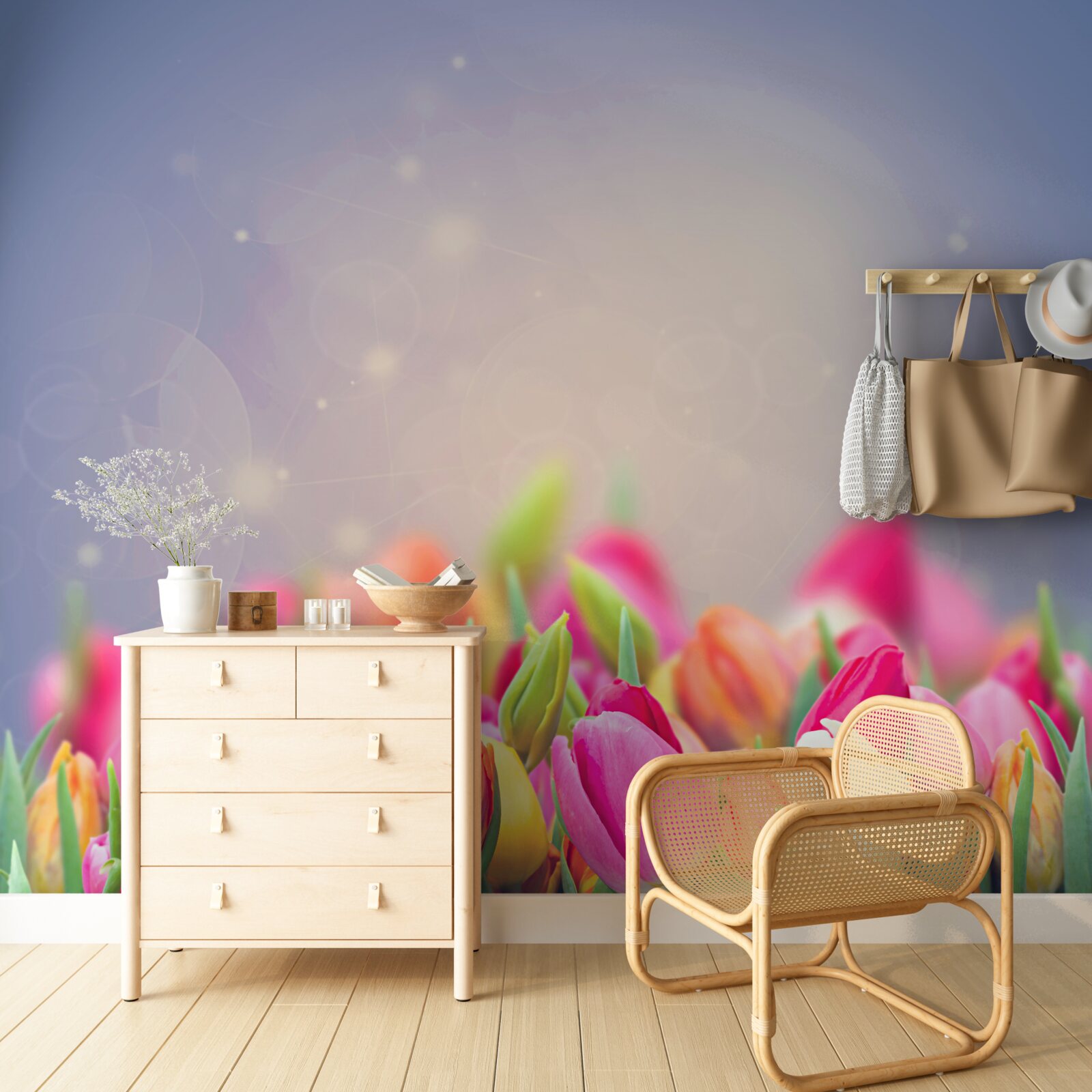 Fotobehang tulpen die 's nachts in slaap vallen