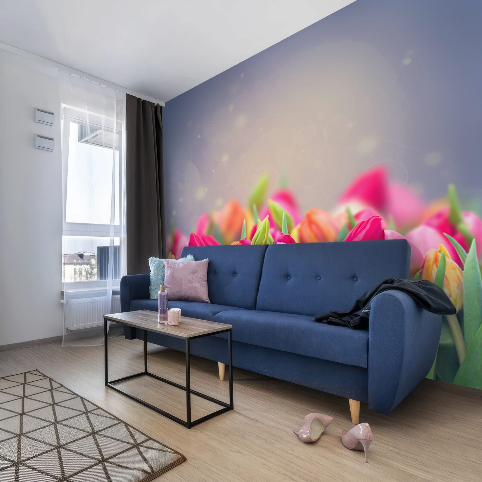 Fotobehang tulpen die 's nachts in slaap vallen