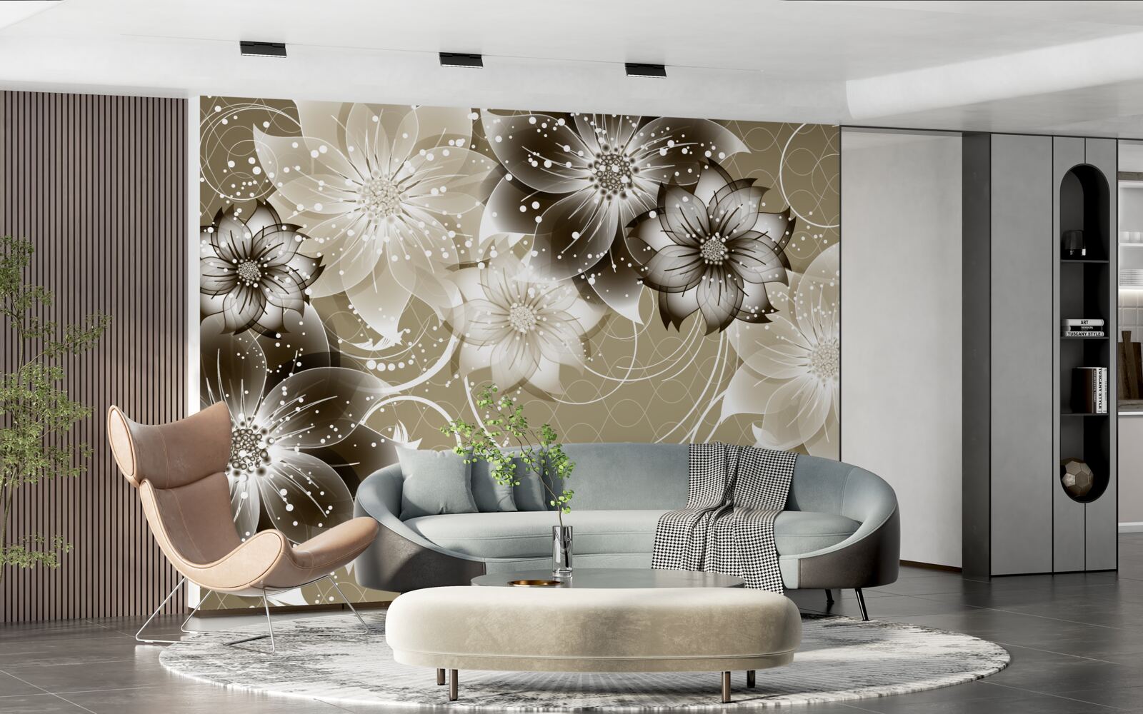 Fotobehang leliebloemen bloeien 's nachts op het water