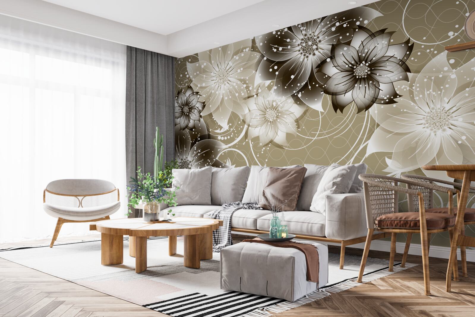 Fotobehang leliebloemen bloeien 's nachts op het water