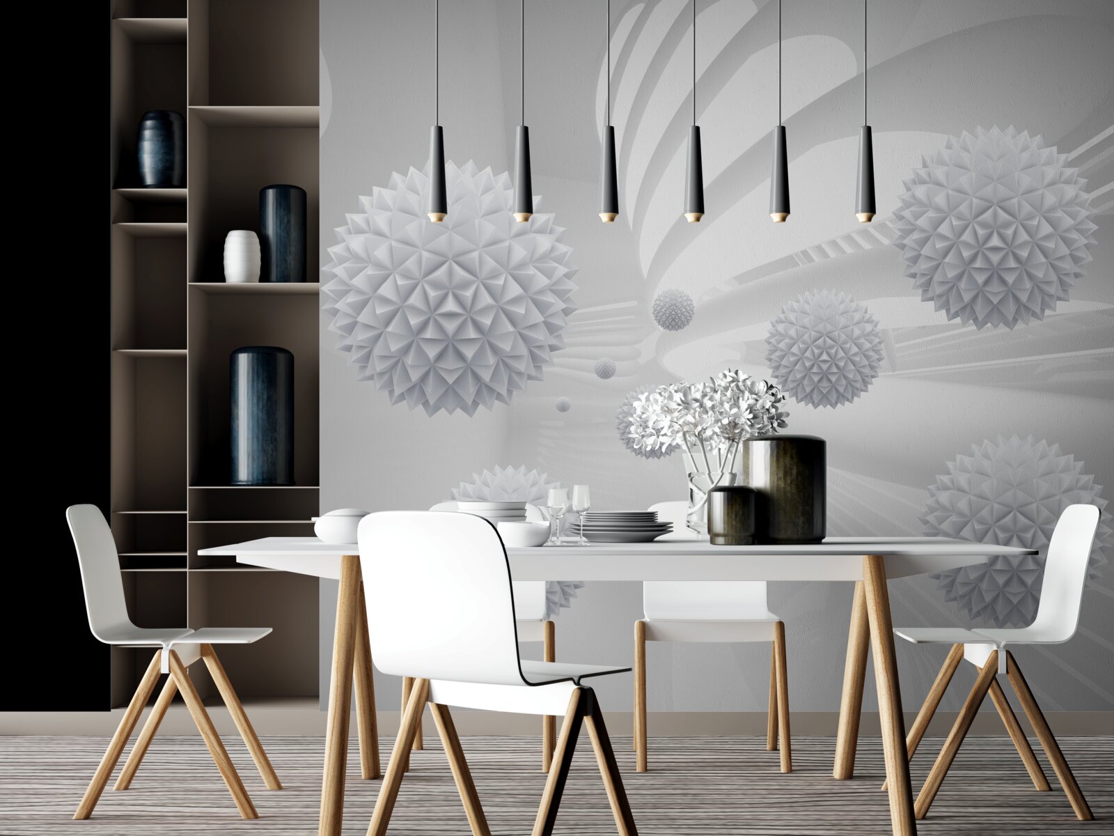 Fotobehang samenstelling van vliegende ballen