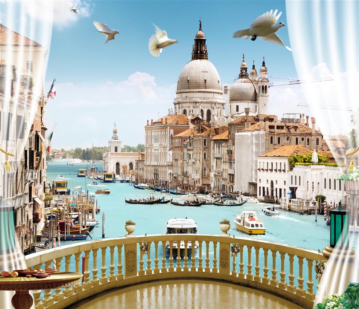 Fotobehang uitzicht op venetië vanaf het balkon