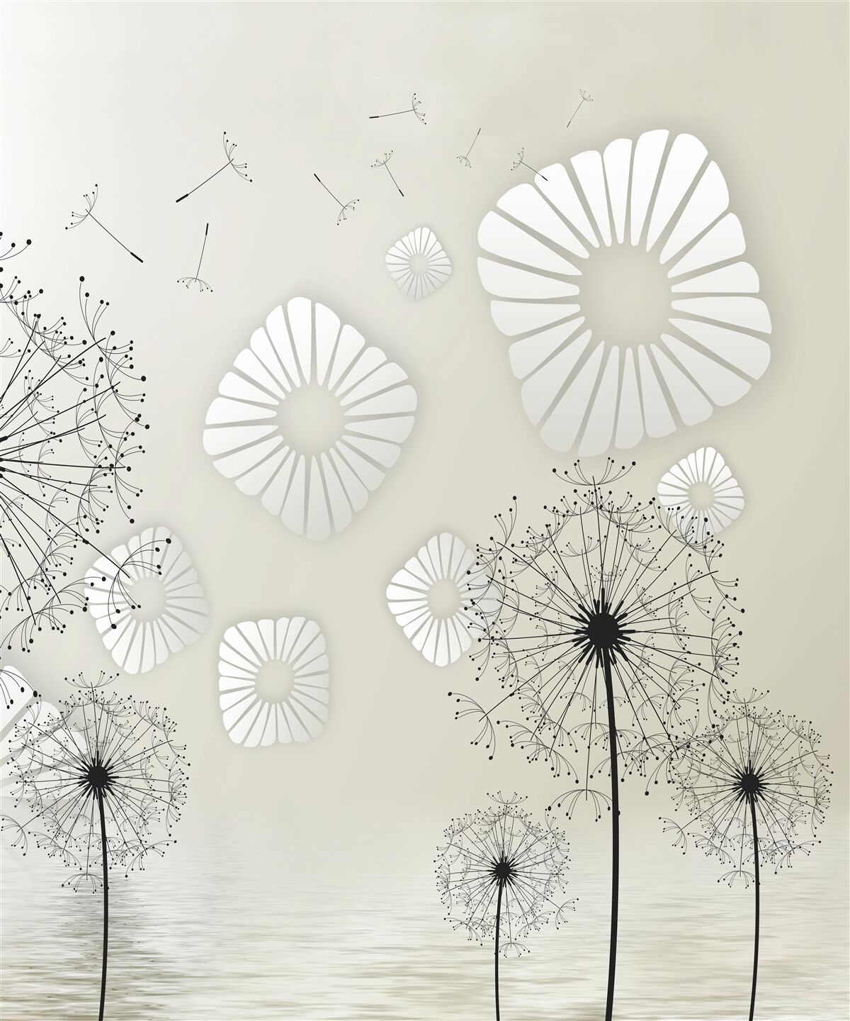 Fotobehang abstract melkgras tegen een wateroppervlak