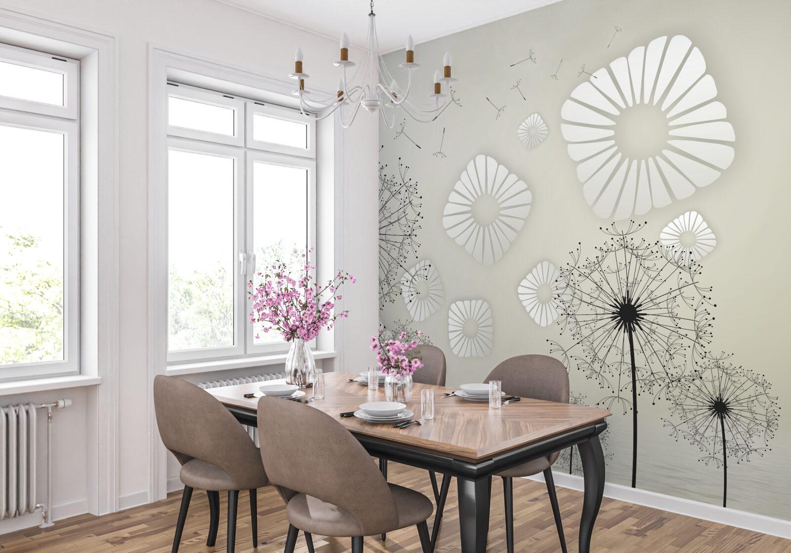 Fotobehang abstract melkgras tegen een wateroppervlak