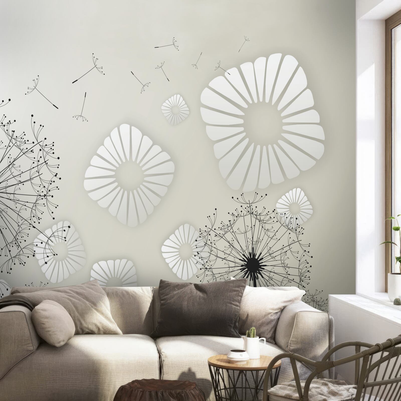 Fotobehang abstract melkgras tegen een wateroppervlak