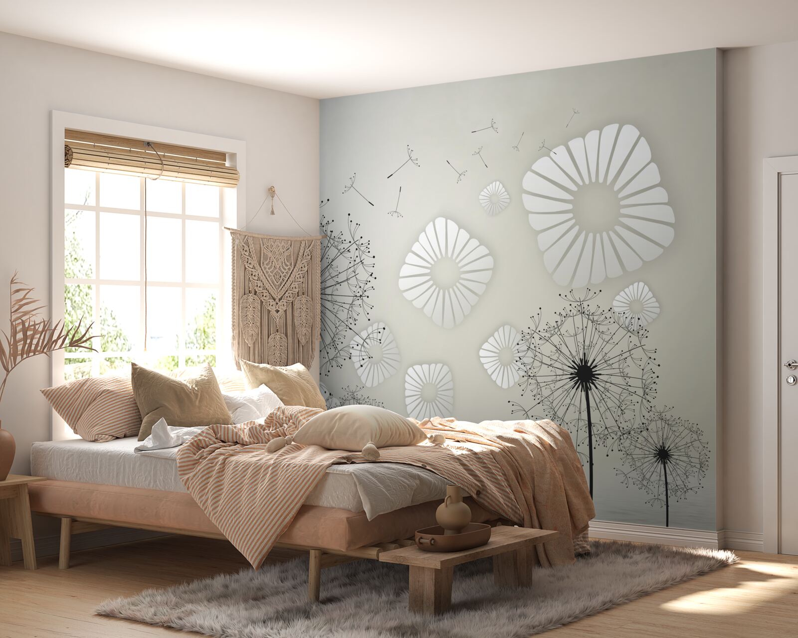 Fotobehang abstract melkgras tegen een wateroppervlak