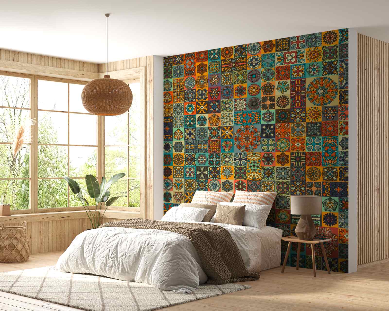 Fotobehang vierkante etnische patronen