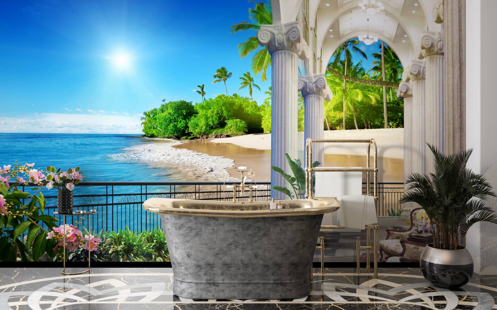 Fotobehang heldere zonnige dag aan een tropische kust