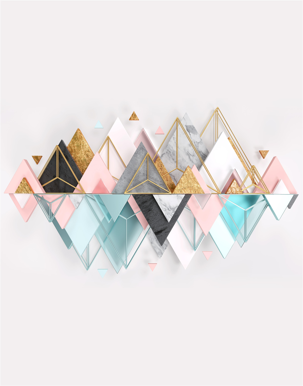 Fotobehang naaldbos, weergegeven als driehoeken