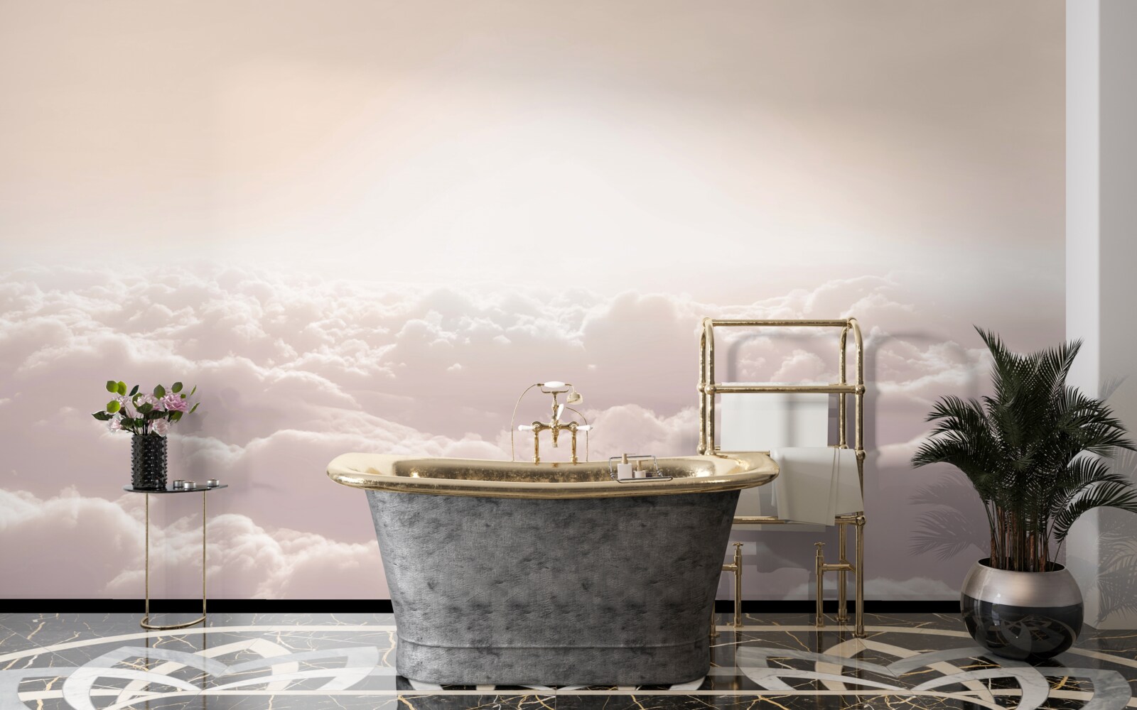 Fotobehang pluizige wolken en zonneschijn