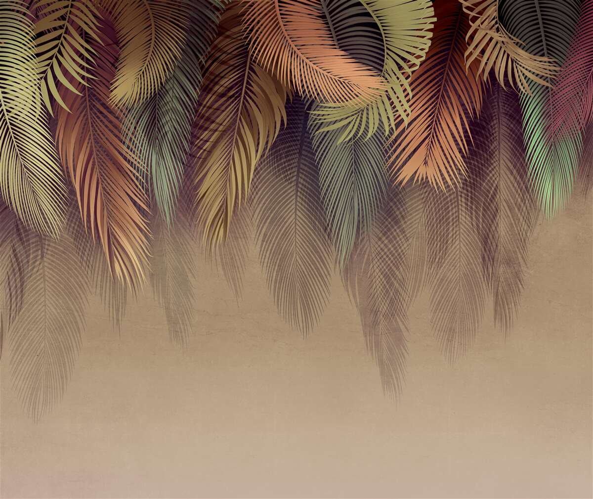 Fotobehang varenbladeren in de herfst