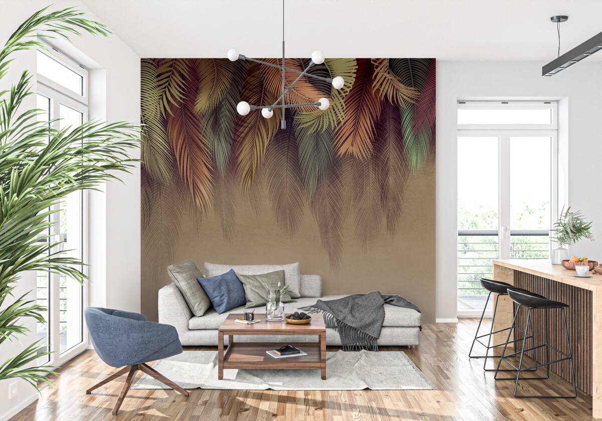 Fotobehang varenbladeren in de herfst