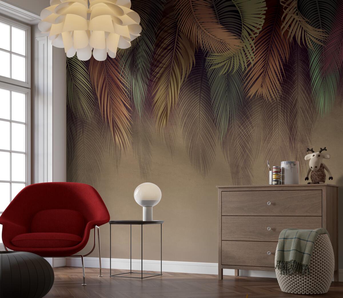 Fotobehang varenbladeren in de herfst