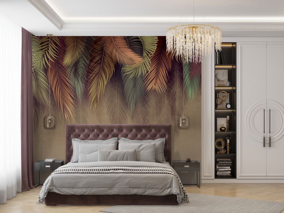 Fotobehang varenbladeren in de herfst