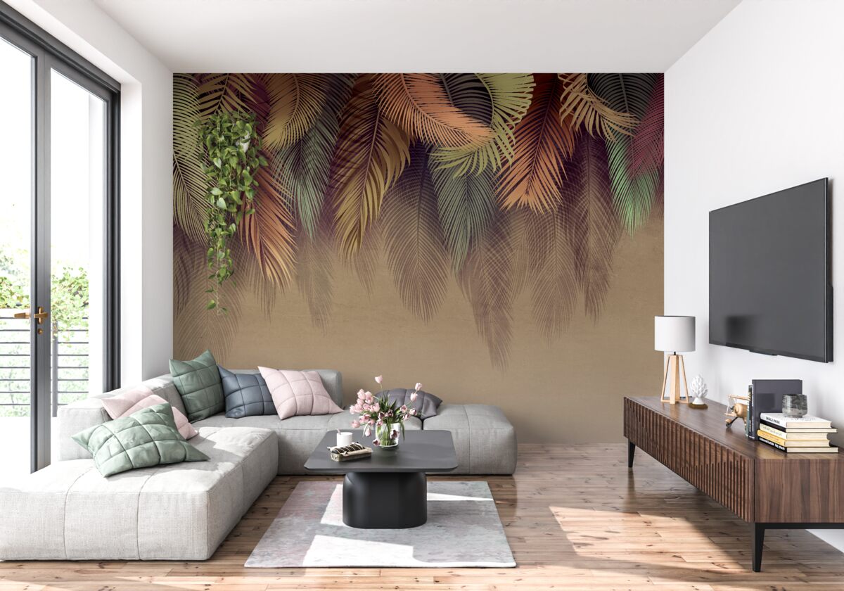 Fotobehang varenbladeren in de herfst