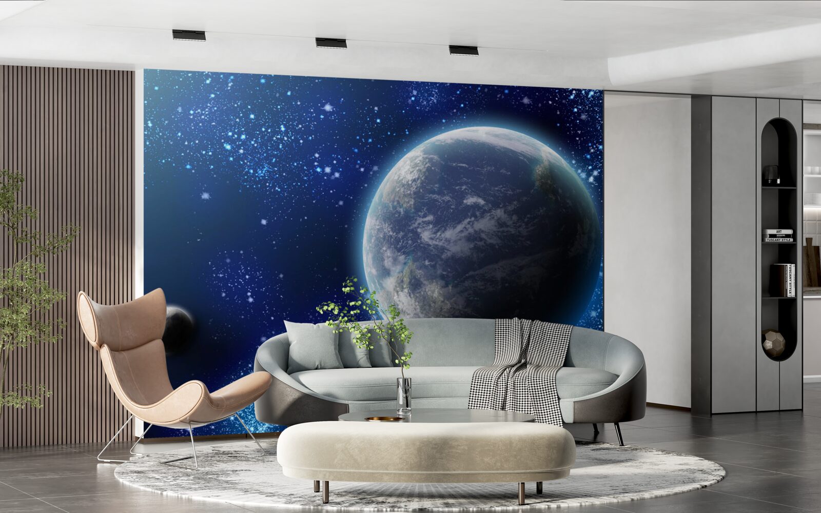 Fotobehang planeet aarde en haar nabije lichtruimte