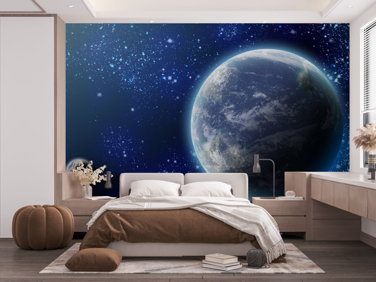 Fotobehang planeet aarde en haar nabije lichtruimte