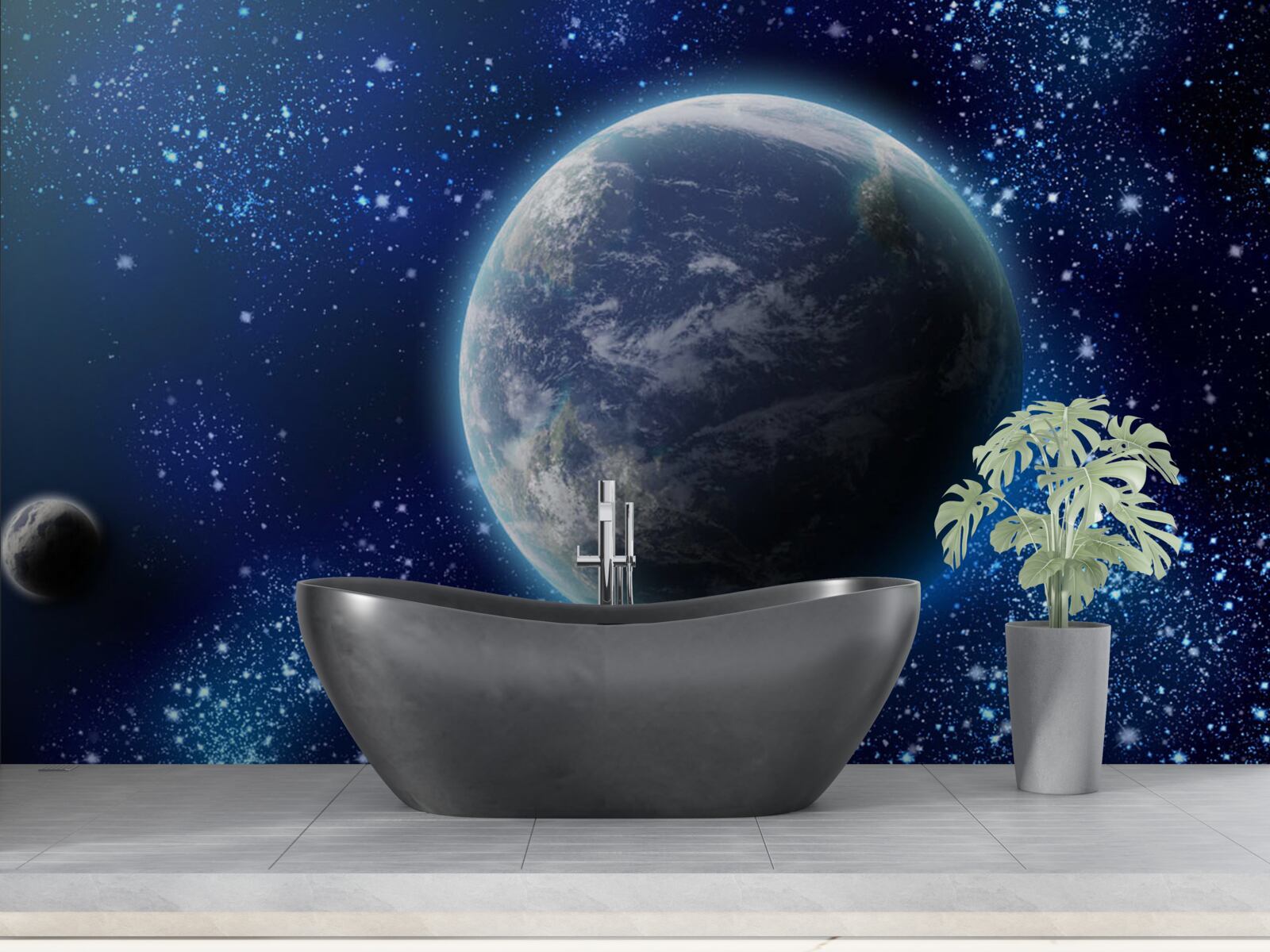 Fotobehang planeet aarde en haar nabije lichtruimte