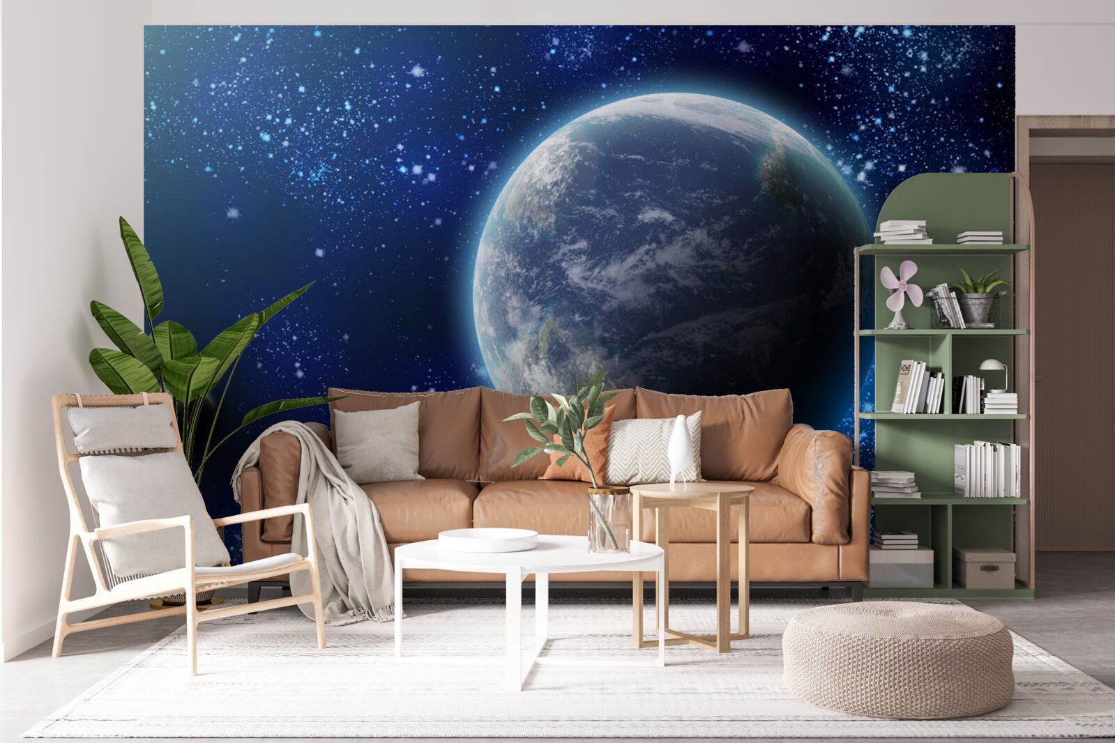 Fotobehang planeet aarde en haar nabije lichtruimte