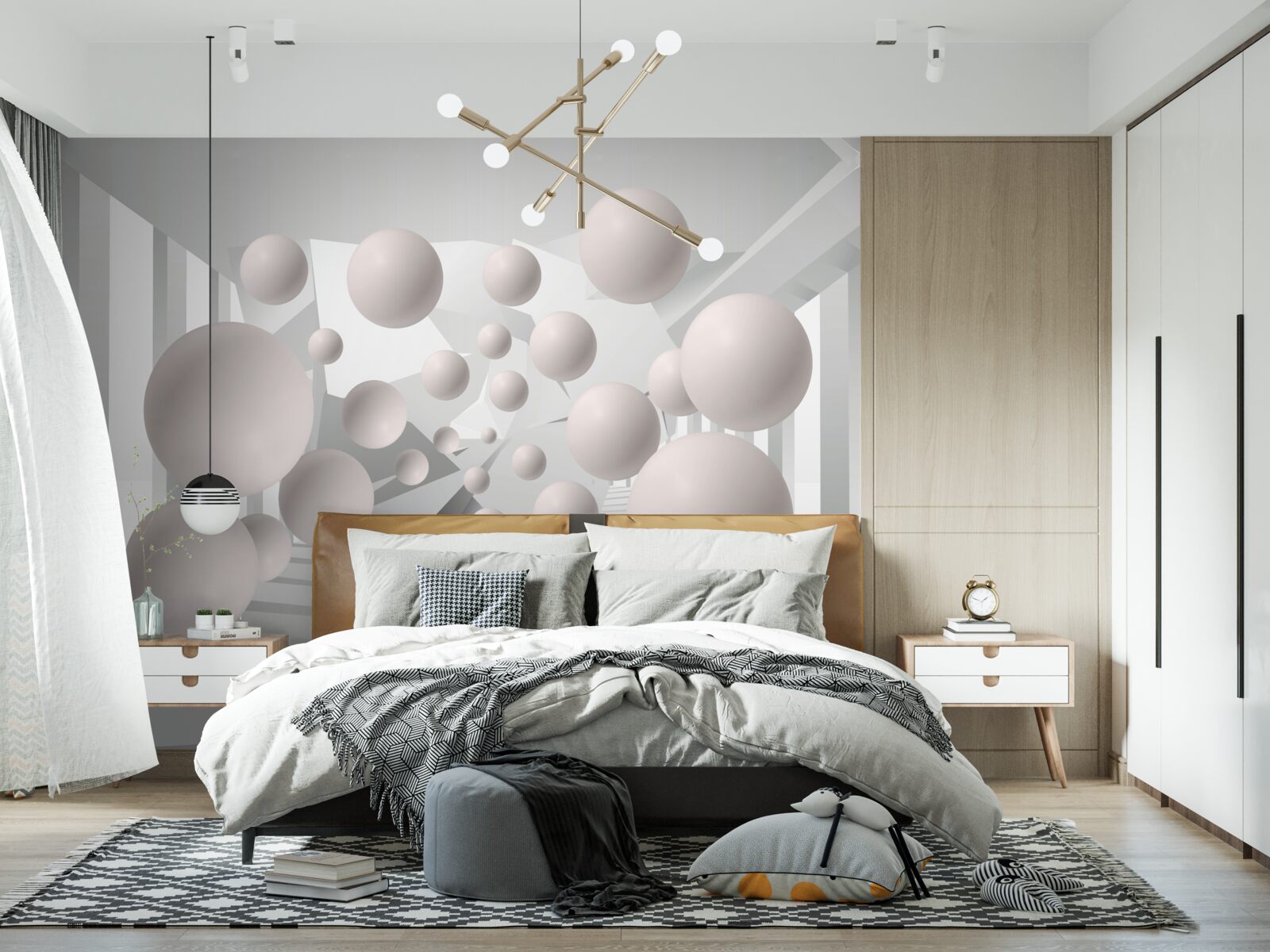 Fotobehang luchtige licht crèmekleurige balletjes