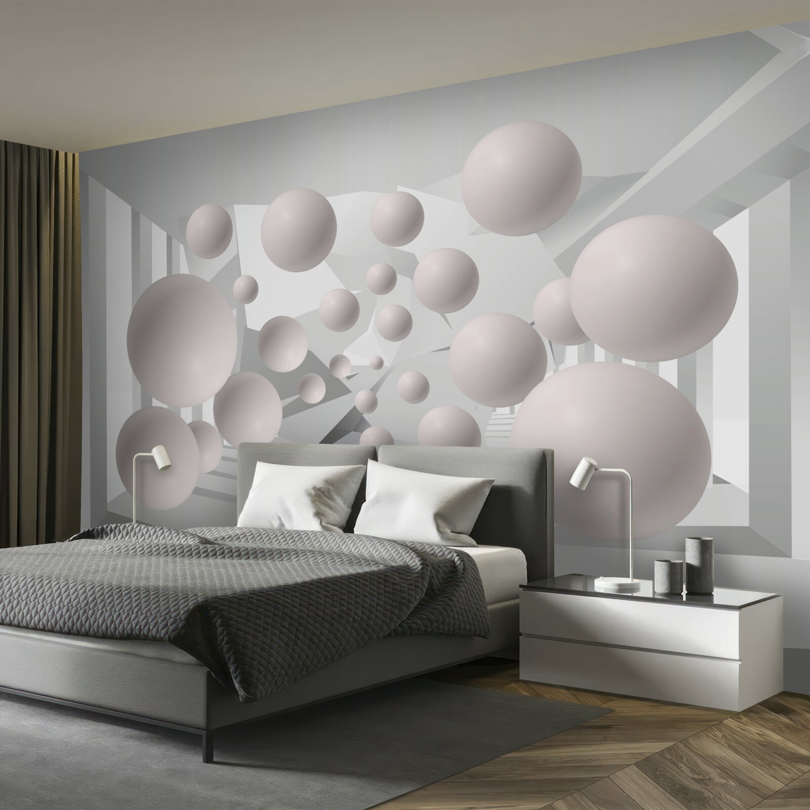 Fotobehang luchtige licht crèmekleurige balletjes