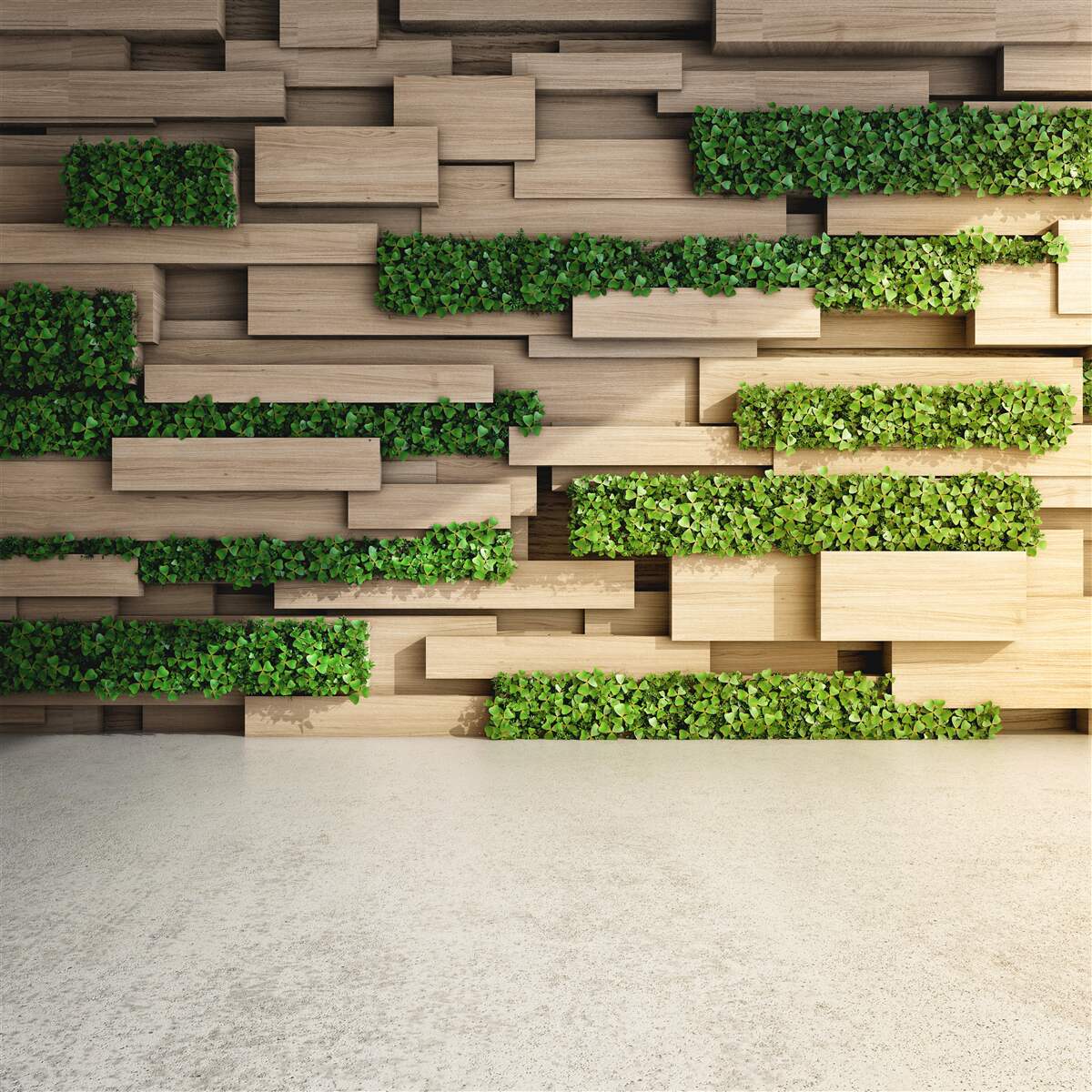 Fotobehang groen mos en stenen muur