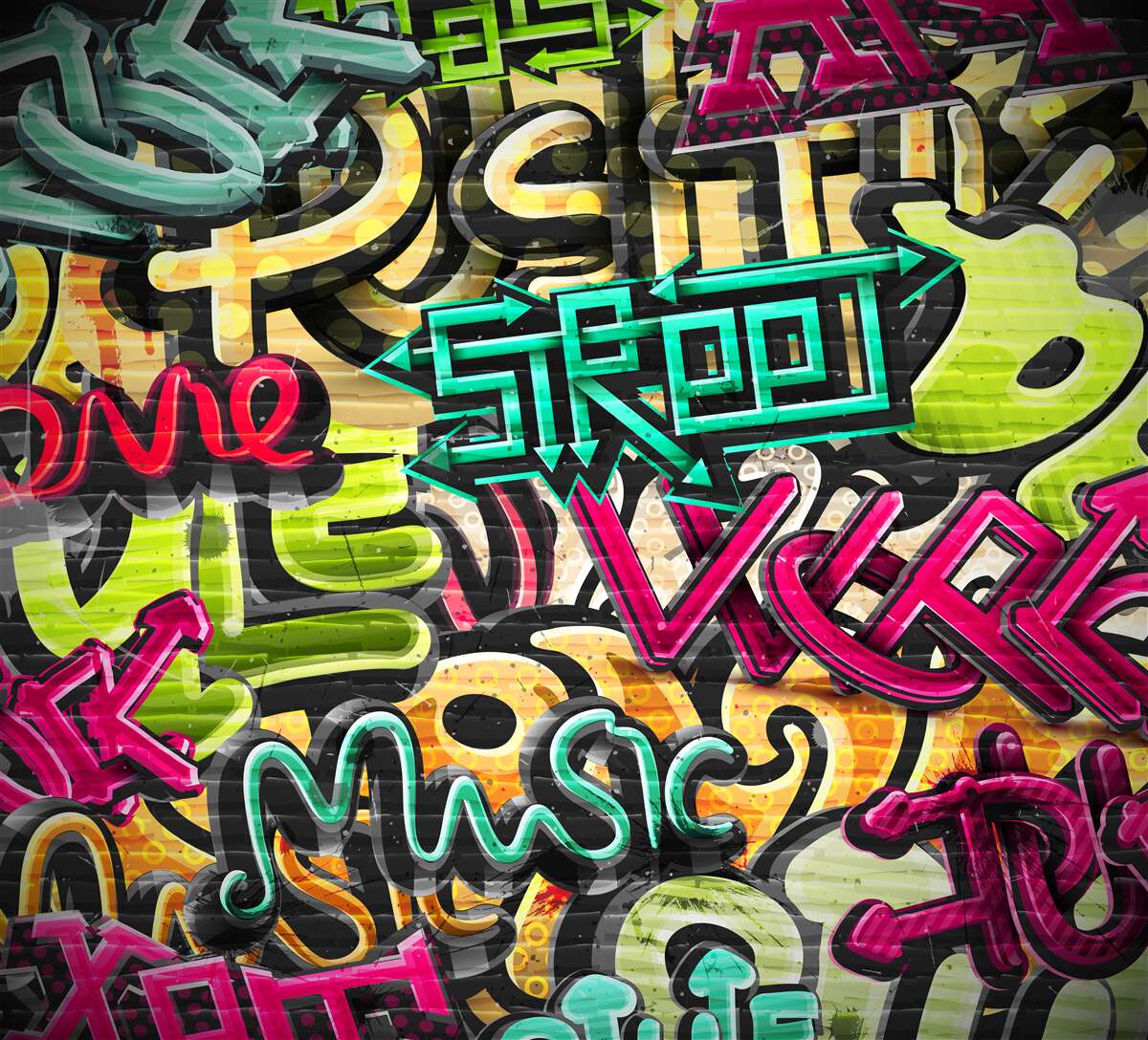 Fotobehang graffitistijl belettering