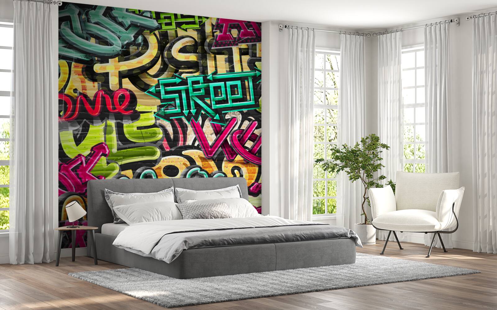 Fotobehang graffitistijl belettering