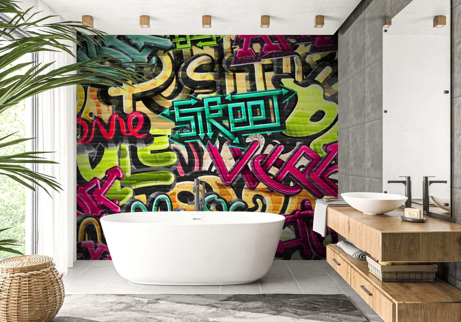 Fotobehang graffitistijl belettering