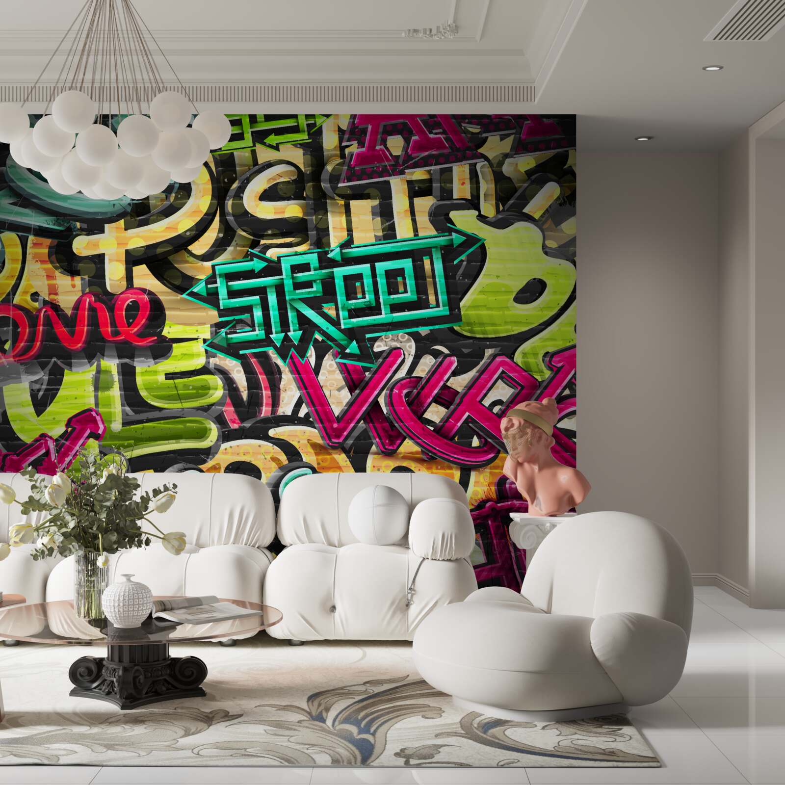 Fotobehang graffitistijl belettering