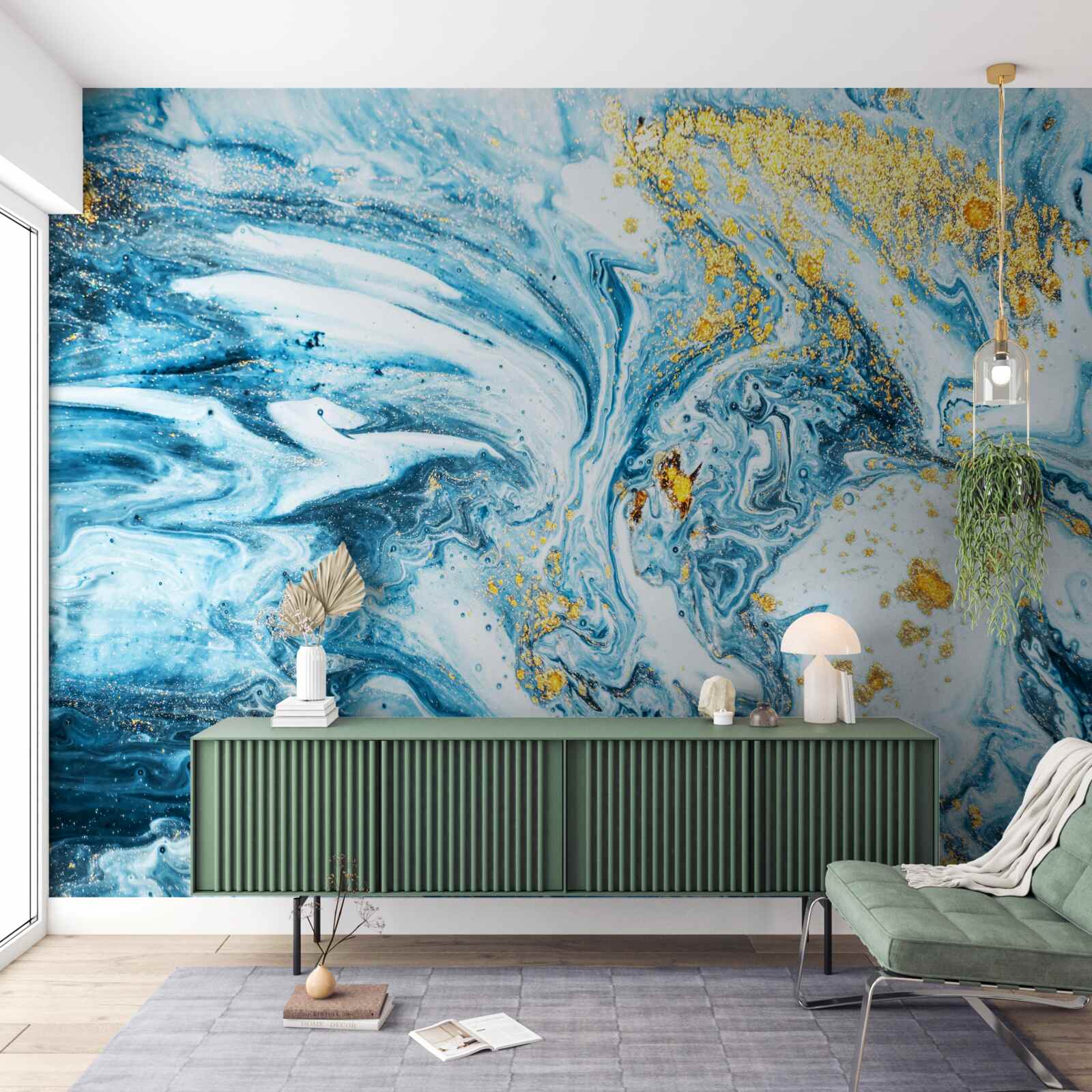 Fotobehang koud, modderig water met sneeuw