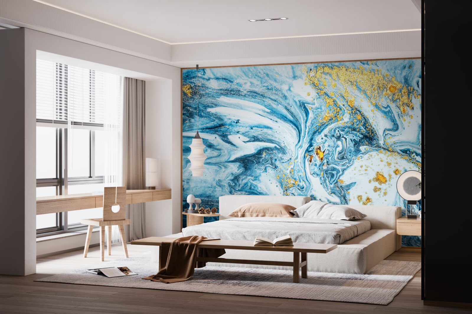 Fotobehang koud, modderig water met sneeuw