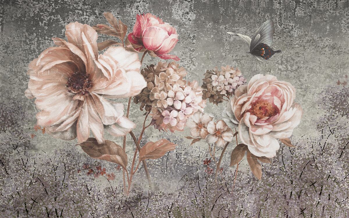 Fotobehang zachtroze knoppen van prachtige bloemen