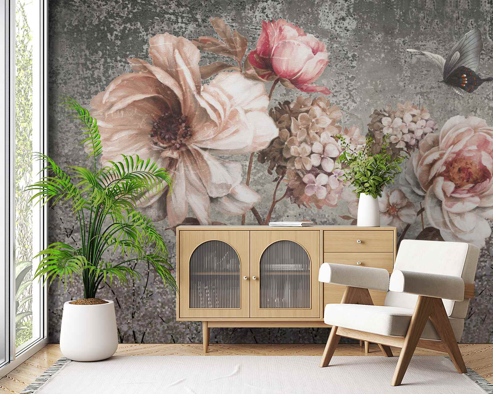 Fotobehang zachtroze knoppen van prachtige bloemen