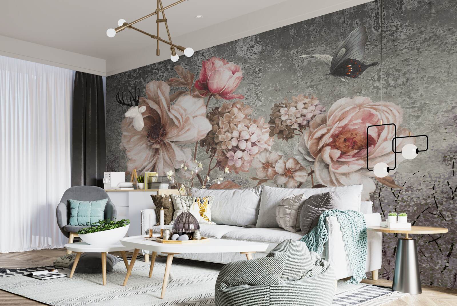 Fotobehang zachtroze knoppen van prachtige bloemen