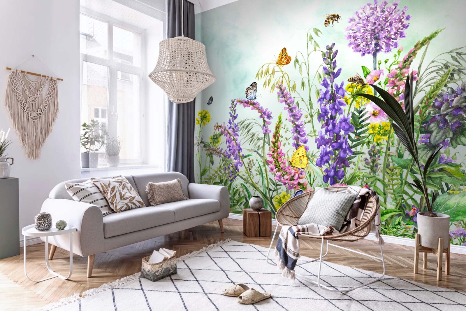 Fotobehang weideplanten in de zomer onder een heldere hemel