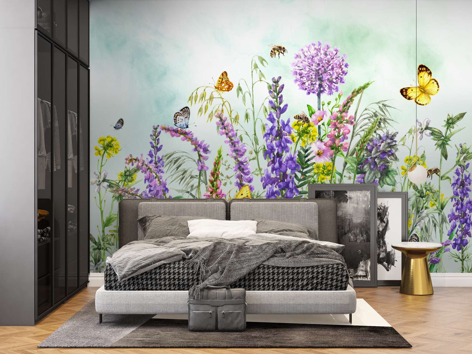 Fotobehang weideplanten in de zomer onder een heldere hemel