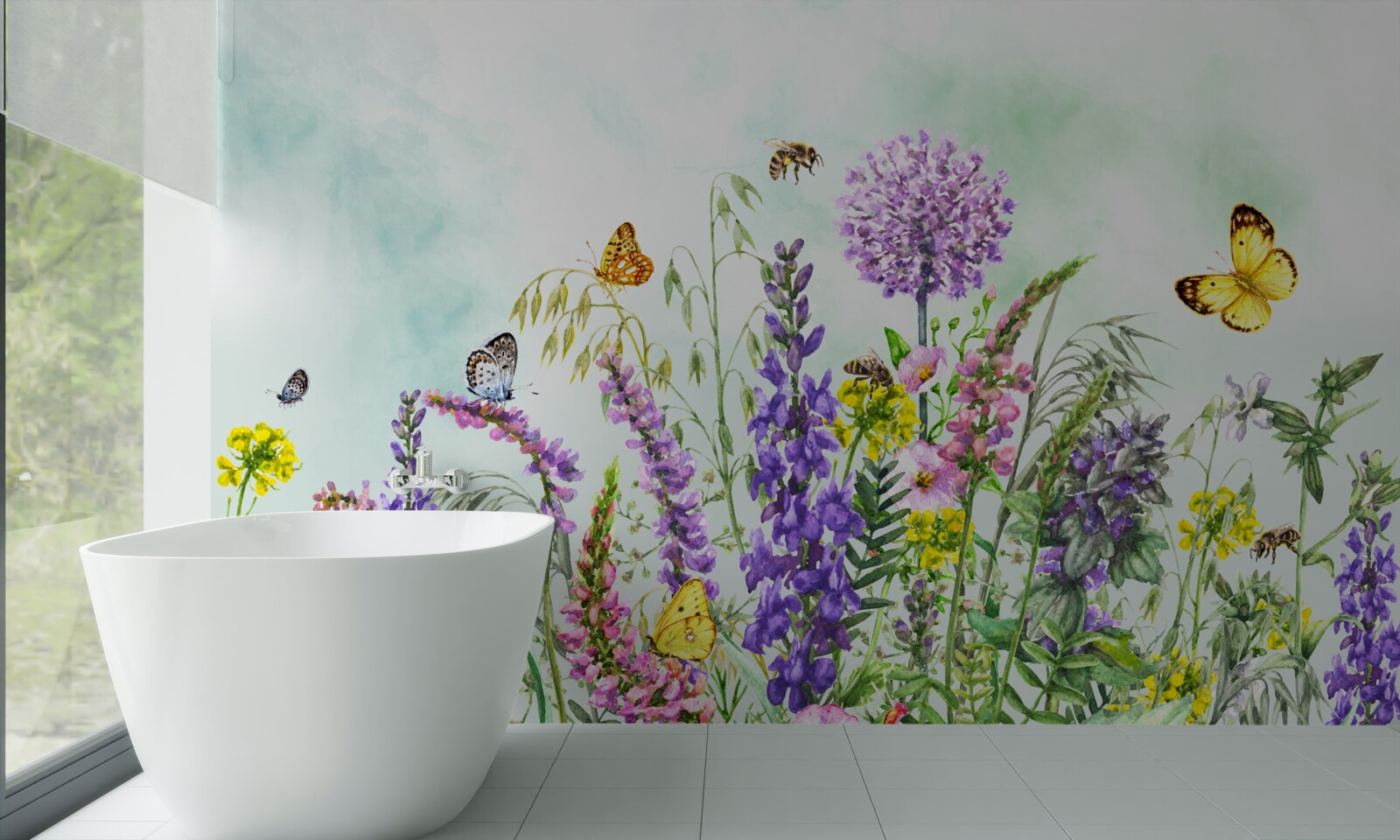 Fotobehang weideplanten in de zomer onder een heldere hemel