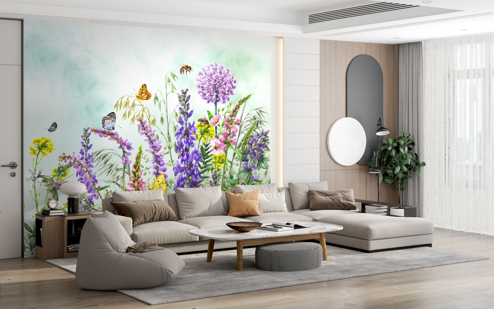 Fotobehang weideplanten in de zomer onder een heldere hemel