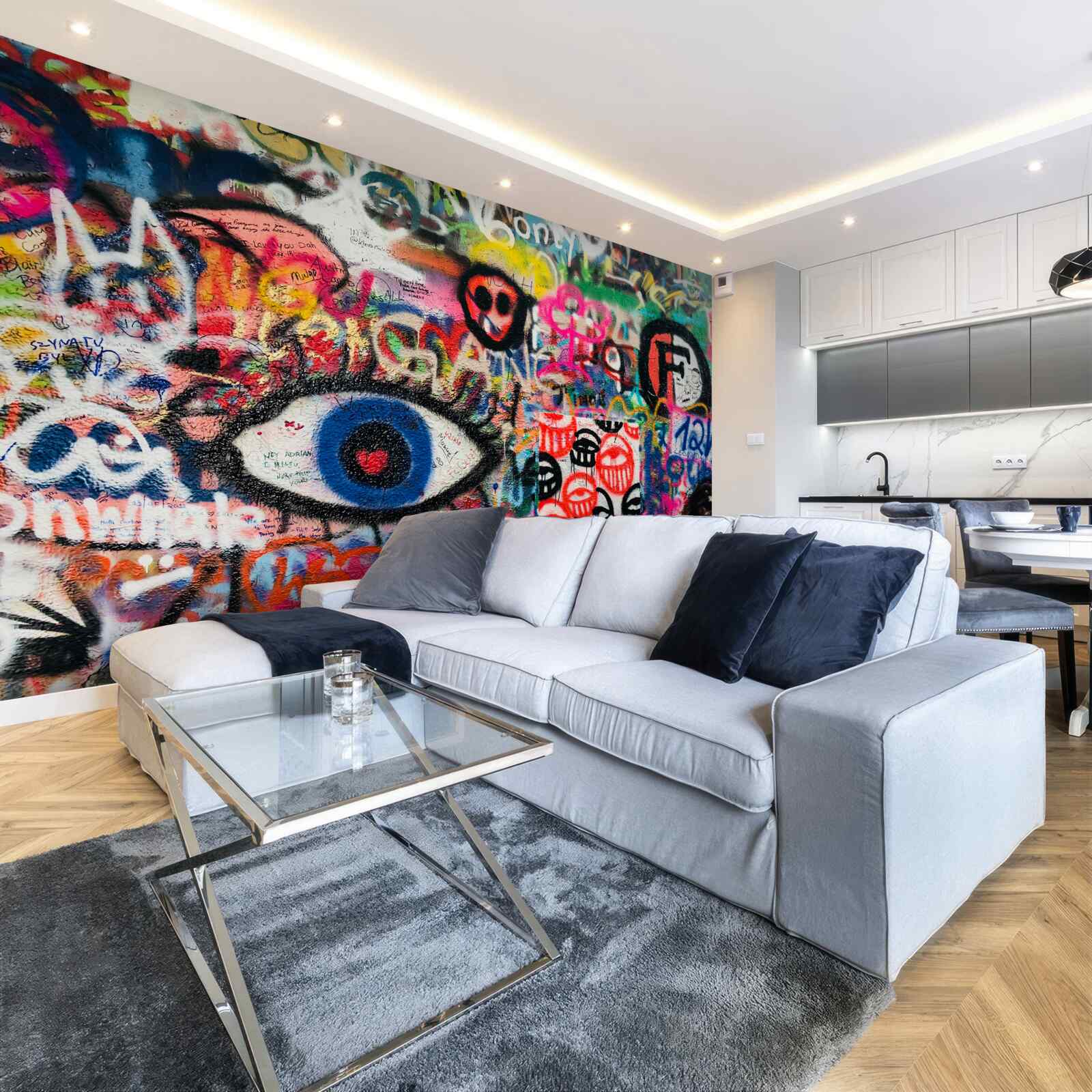 Fotobehang regenboog graffiti composities