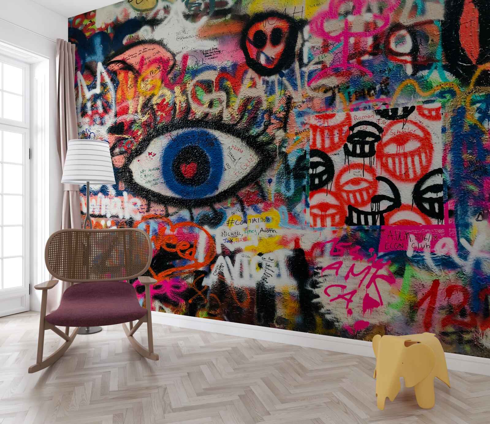 Fotobehang regenboog graffiti composities