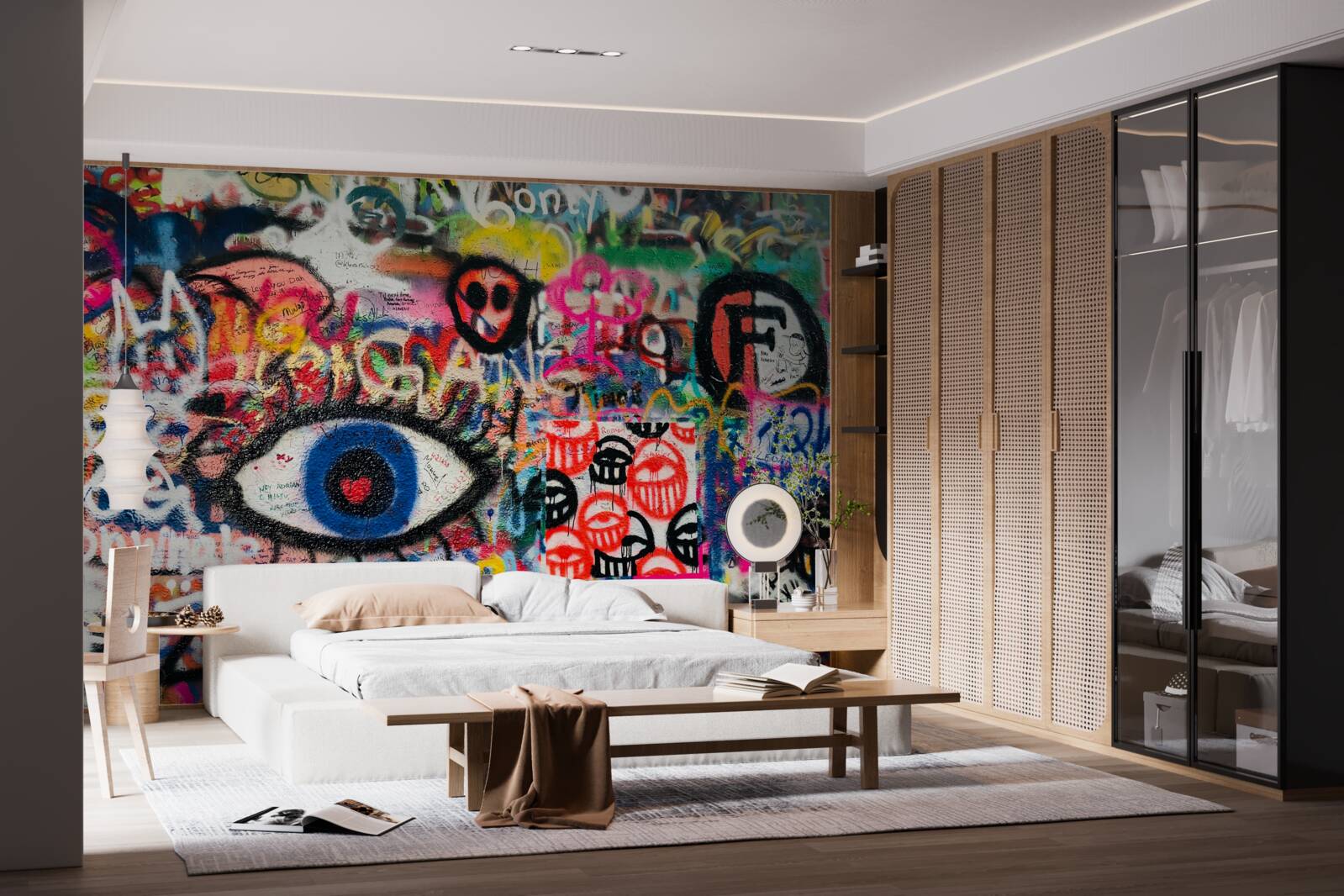 Fotobehang regenboog graffiti composities