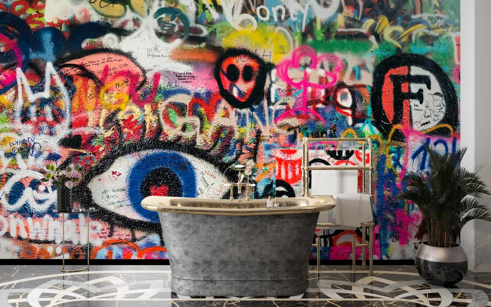 Fotobehang regenboog graffiti composities