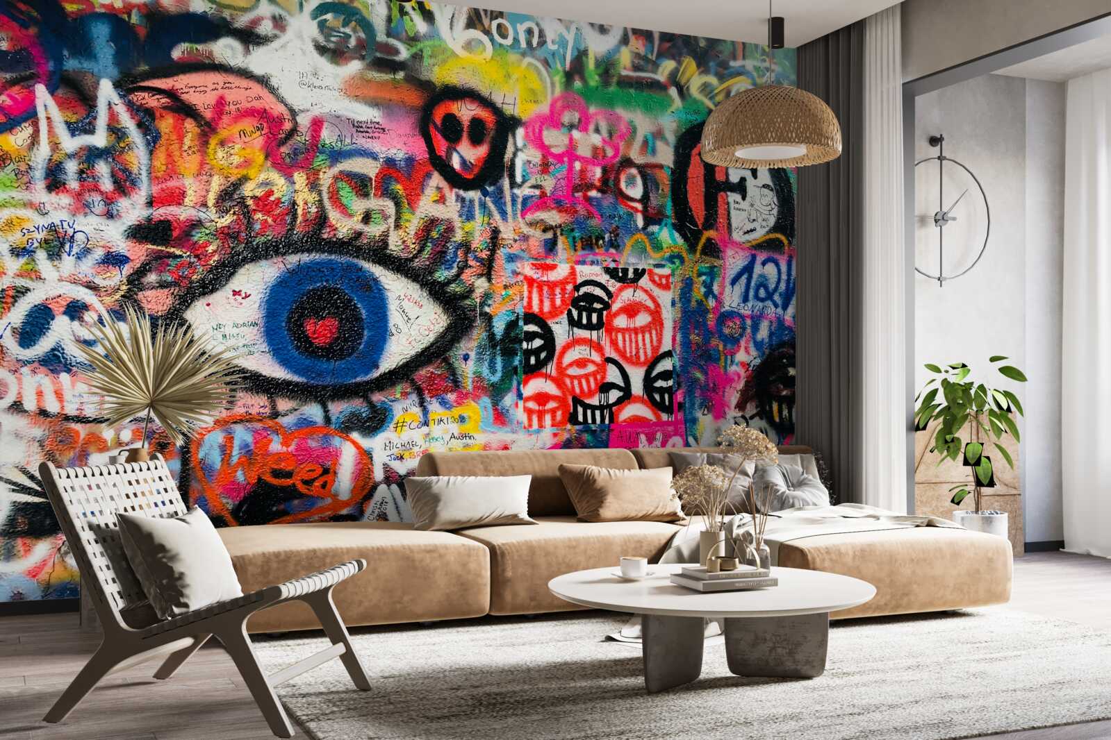 Fotobehang regenboog graffiti composities